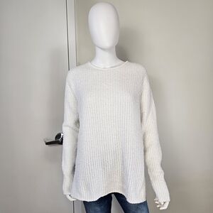 Vince White Ribbed Detail Long Sleeve Sweater Sz M